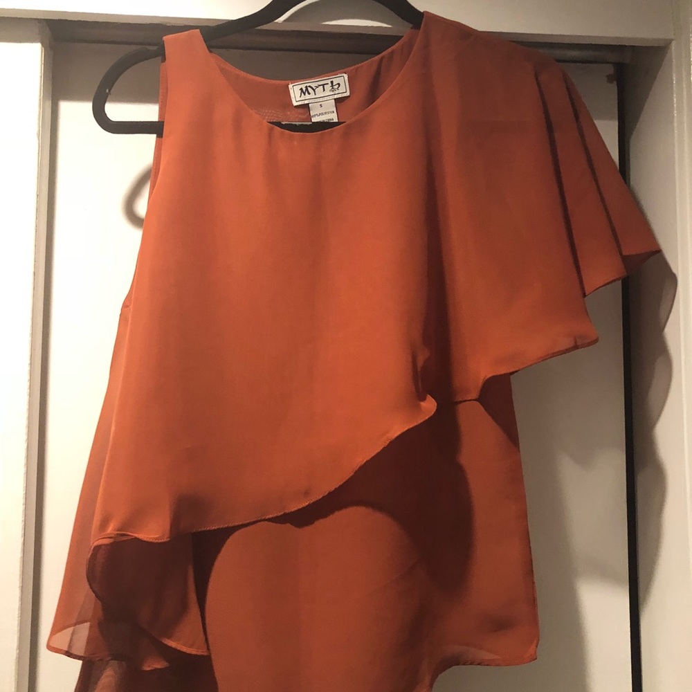 Orange Sheer Flowy Tank